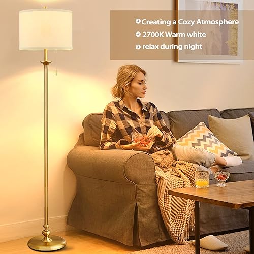 Miniatura 2 de Lámpara de pie dorada de 60", lámpara de pie para sala de estar, dormitorio, oficina y comedor - Lámparas de pie de esquina altas con interruptor de