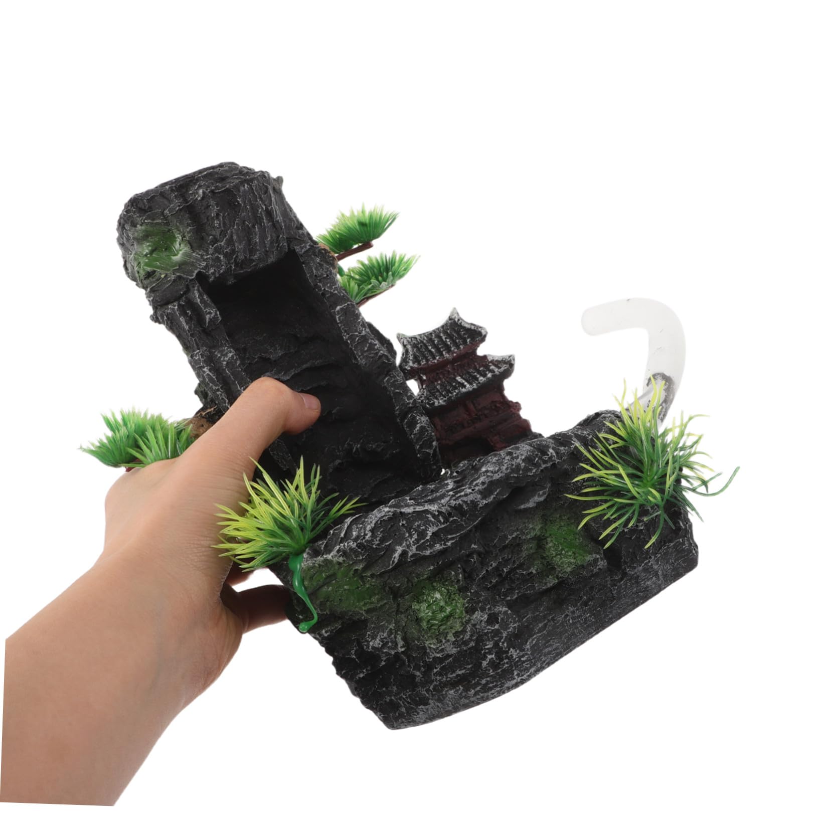 TOYANDONA Aquarium-Dekoration aus Kunstharz mit Fließendem Sand-Wasserfall für Innenbereiche Ornament als Versteck für Fische und Natürliche Landschaftsdekoration für Aquarien