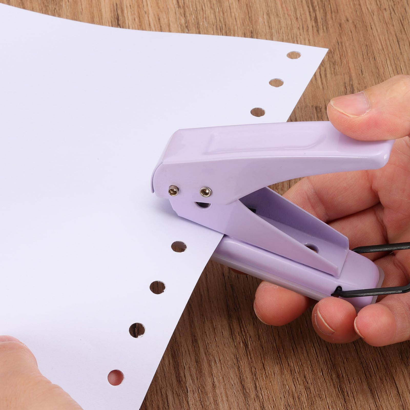 PATIKIL 1/4" Single Hole Punch, Handheld Heavy Duty Hole Puncher Press Metal Paper Puncher for Tag DIY Craft Scrapbook Ticket Purple - Image 3