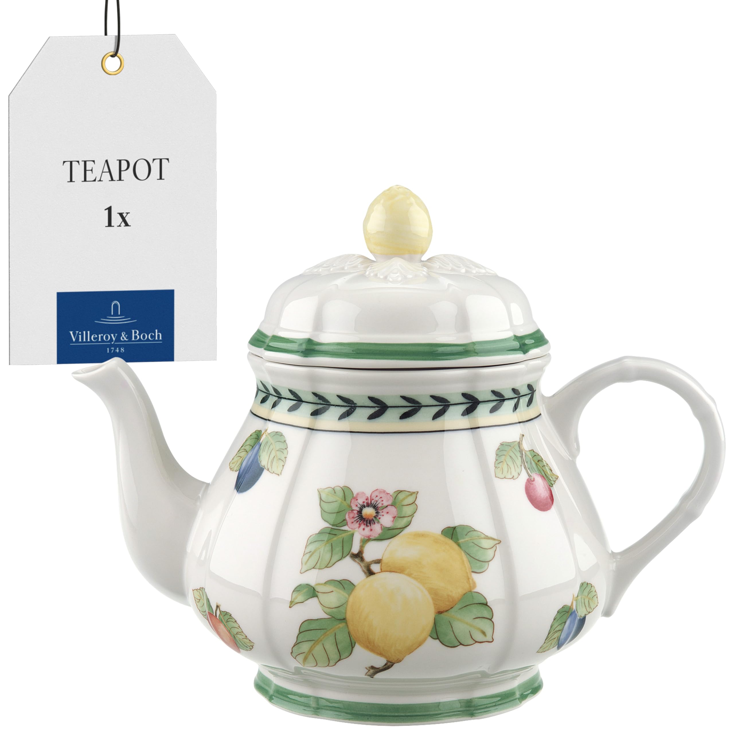Villeroy & Boch Teapot Ceramic French Garden Fleurence Leaf Herb Green Tea Pot