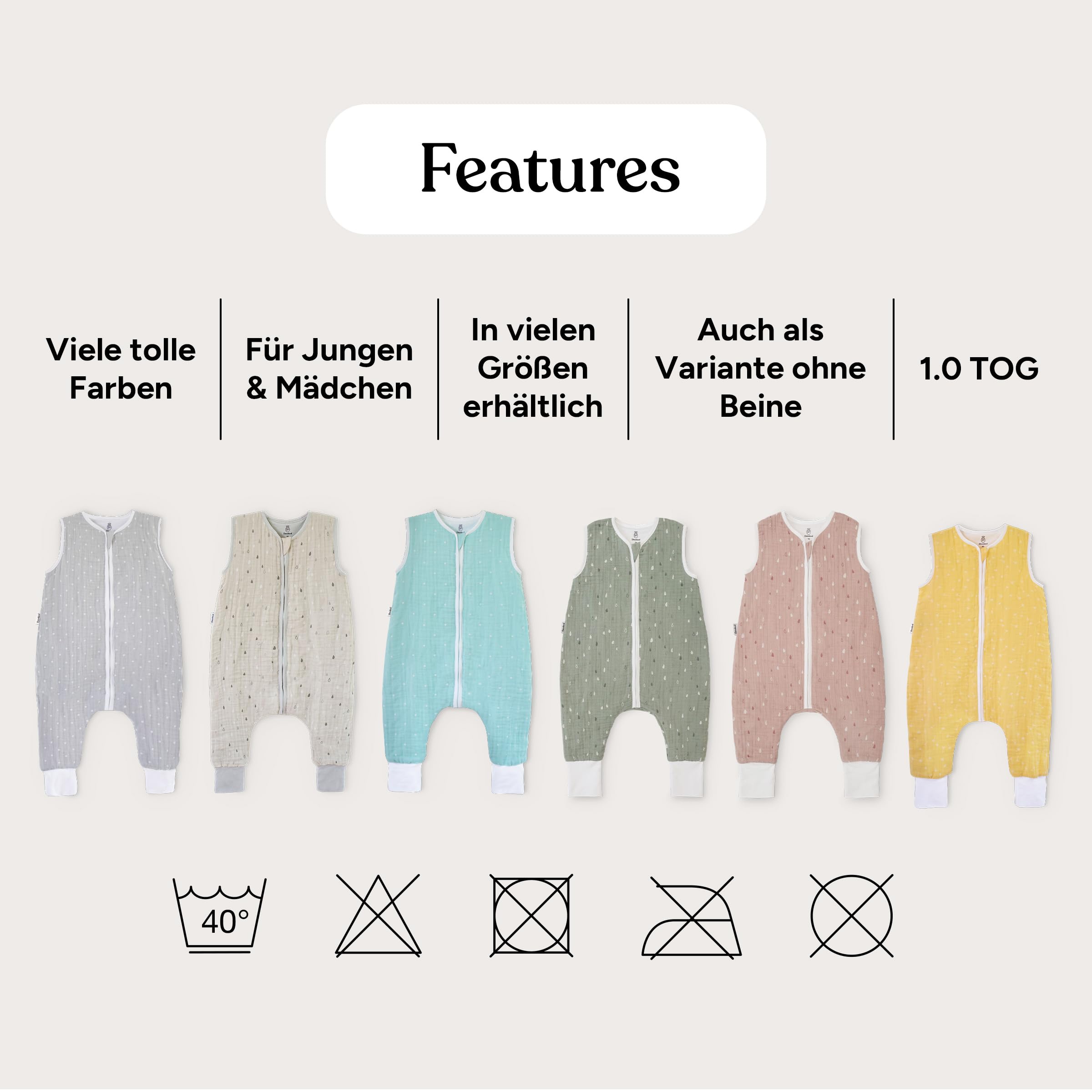 Ehrenkind® Schlafsack mit Füßen | Musselin 0.5 TOG | Babyschlafsack mit 100% Bio-Baumwolle OEKO-TEX