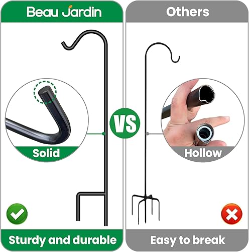 Miniatura 3 de BEAU JARDIN Gancho de pastor de 65 pulgadas de alto 12 pulgadas de grosor, Metal de alta calidad, resistente para exteriores, Ganchos de pastor para