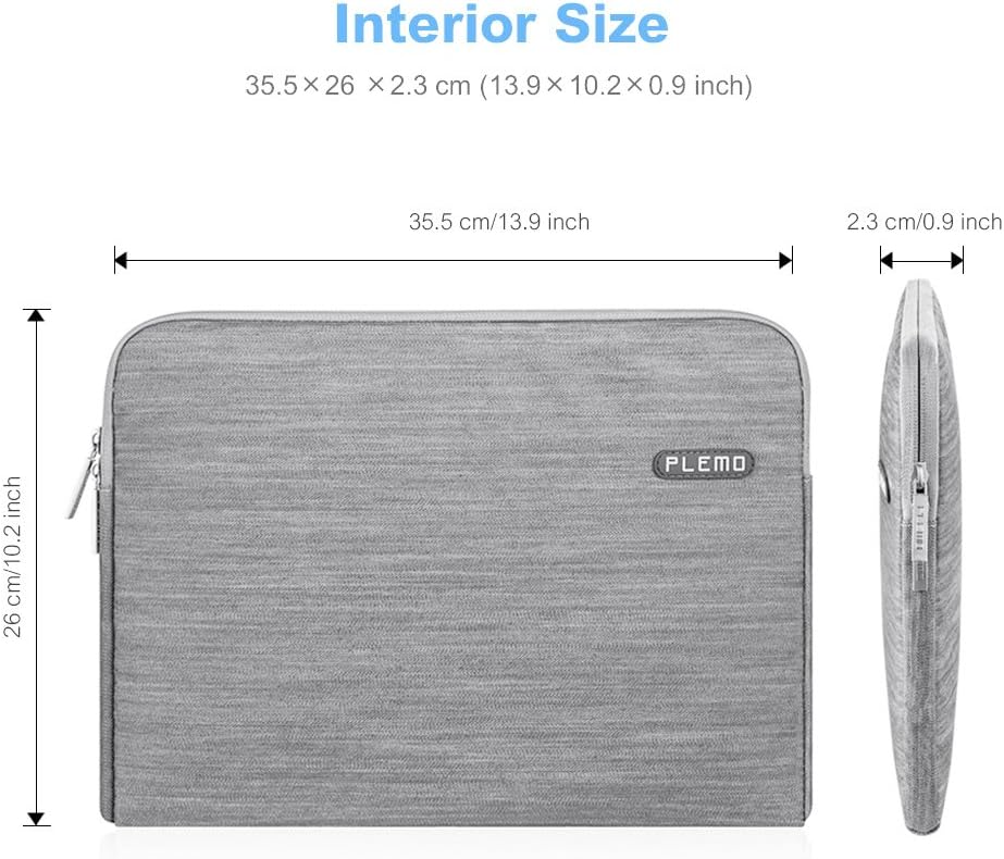 Plemo Laptop Sleeve Case Bag for MacBook Air, MacBook Pro, Surface Book, Ultrabook with Soft Neoprene (13 Inch Grey)