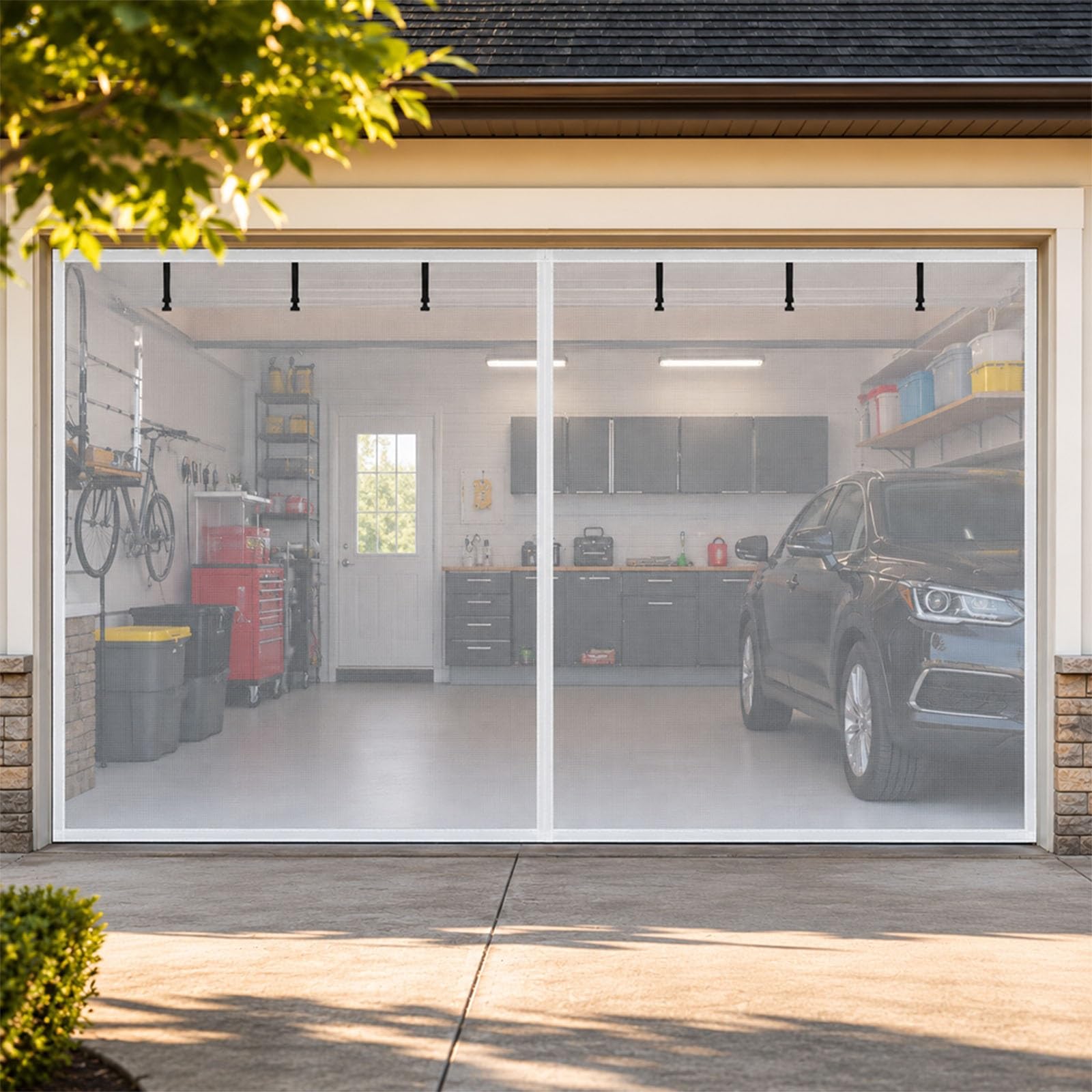 Rideau anti mouche fibre de verre pour moustiquaire porte garage 260x210