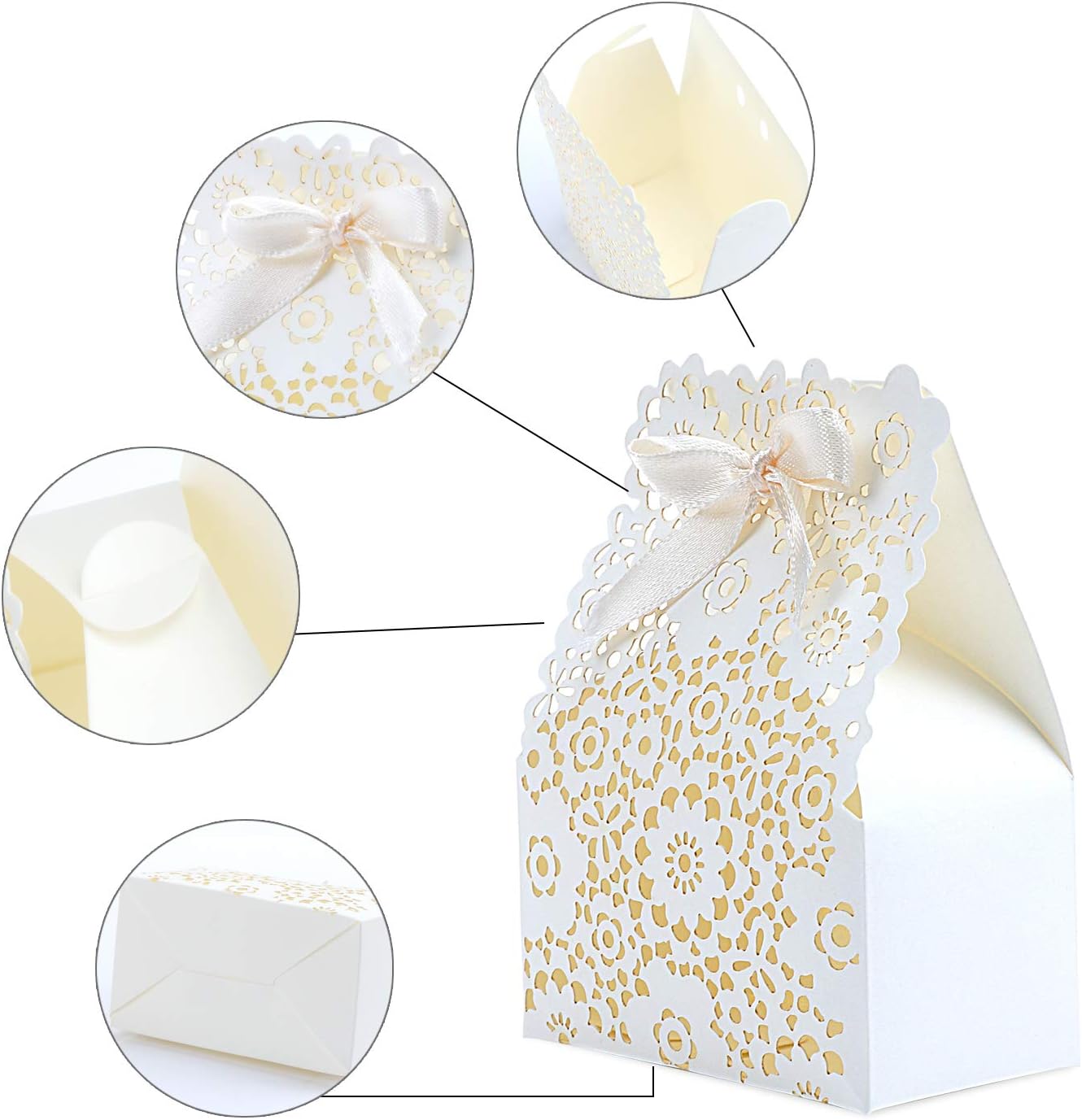 TsunNee Hollow Paper Candy Box, Flower Pattern Wedding Favour Boxes, DIY Party Gift Box, Creative Paper Treat Boxes, 30-Pack - Image 5