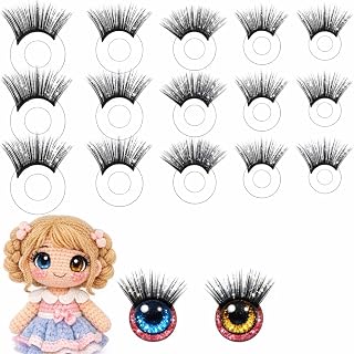 40pcs Doll Eyelashes with 12mm-20mm Eyelash Pads, 5 Sizes for Doll Making, Perfectly Matched with 9mm to 18mm Doll Eyes, Safety Plastic Craft Lashes for Handmade Dolls, Puppets, Bears, Plush Animals