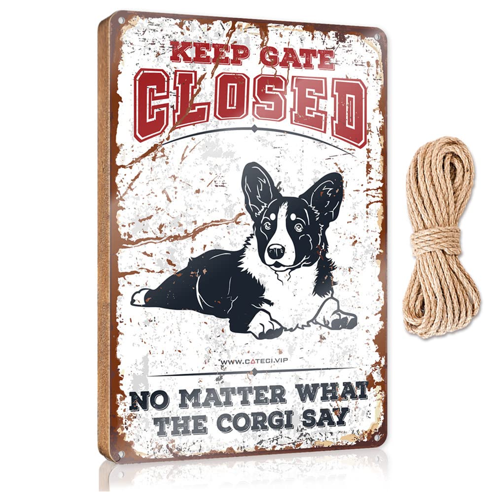 Wood Signs For Home Decor Keep Gate Closed No Matter What The Corgi Say Wooden Sign Room Accessories For Men Wood Sign With Sayings(15X28CM)
