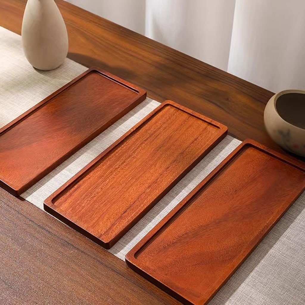 Bandeja Rectangular para Servir, Bandeja de Burbujas secas, Bandeja de té de Nogal, Bandeja de Madera Maciza para el hogar, Bandeja para postres de Frutas, bandejas para Comer en el Regazo