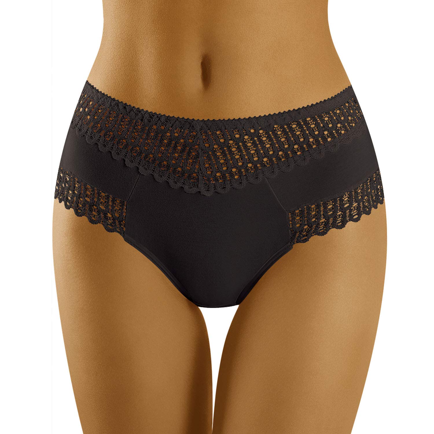 Wolbar Women's Lace Smooth Briefs WB416, Black,2XL