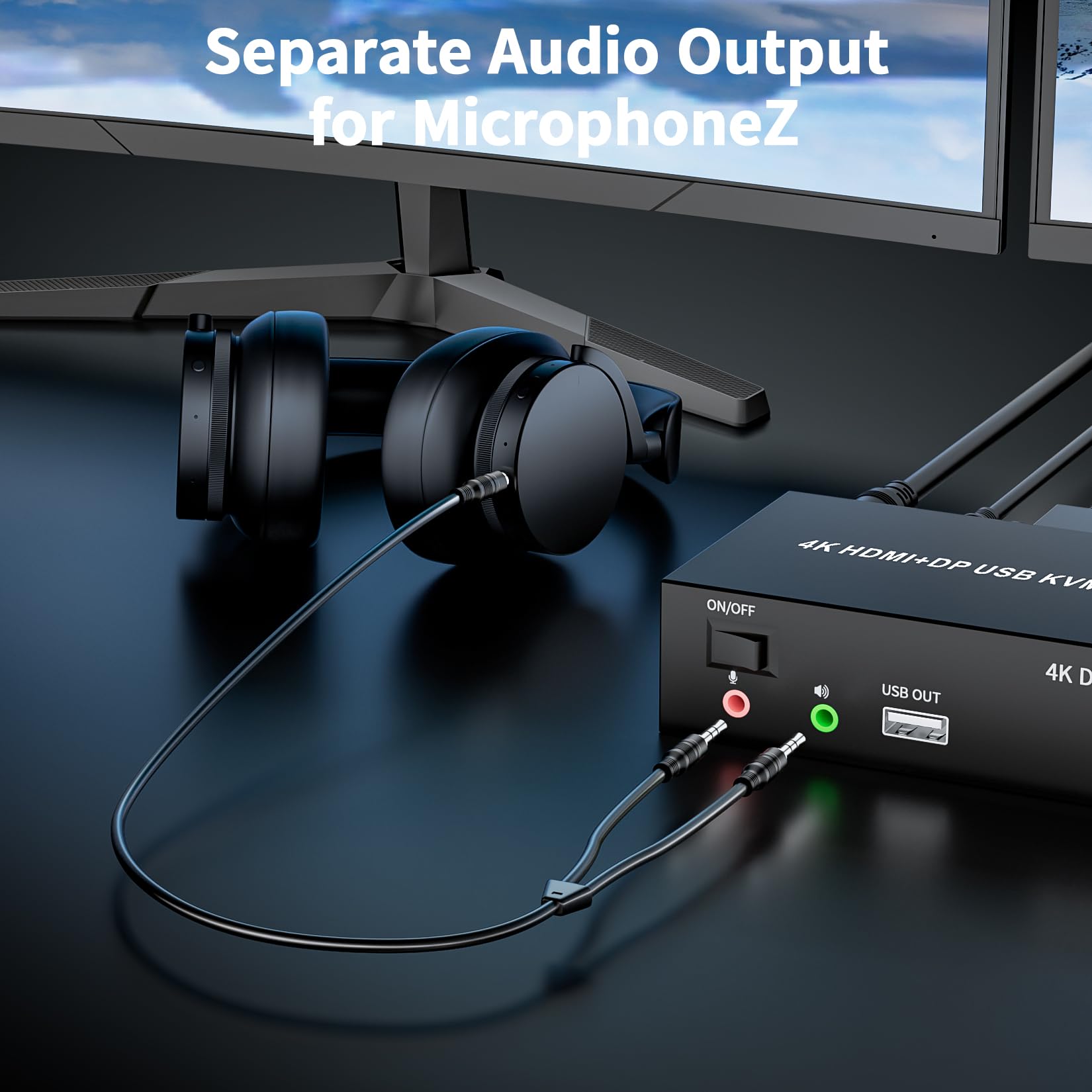 HDMI Displayport KVM Switch 2 Computer 2 Monitor 4K@60Hz 2 Porte HDMI+DP KVM Switch Dual Monitor con 4 Hub USB 2.0, Dual Monitor Displayport KVM 2PC Condividi 1 Set di tastiera, mouse e 2 monitor