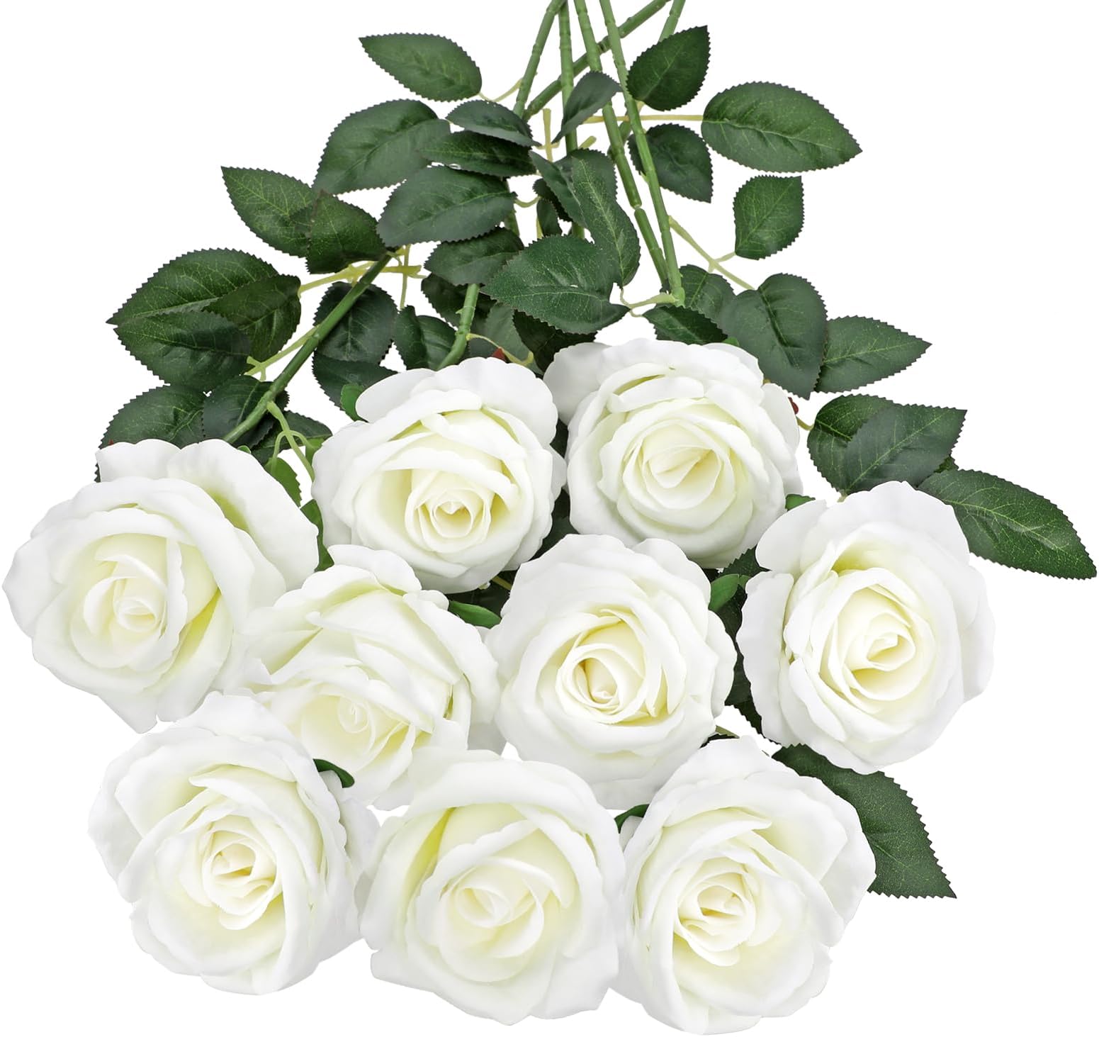 DILATATA Velvet Rose Artificial Flowers Realistic Fake Roses Faux Roses Flower Long Stem White Roses Fake Flowers for Decoration Real Touch Roses for Home Wedding Party Decor