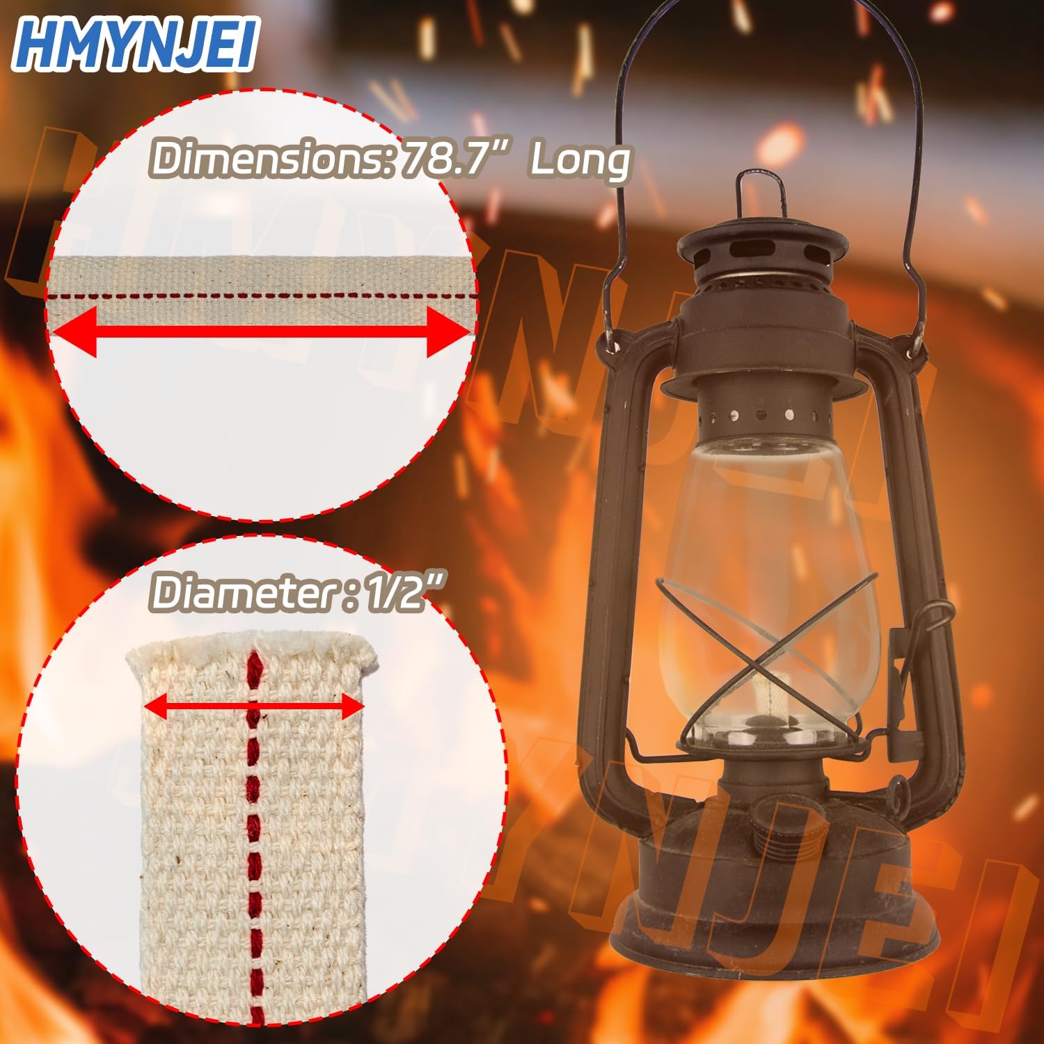 19.5 Foot Oil Lamp Wick, 1/2 inch Flat Cotton Oil Lantern, with red Stitching for Kerosene Lamps, Oil Lamps, Lanterns, and Paraffin Oil Burners. 3 Roll/Single Roll: 6.5 feet