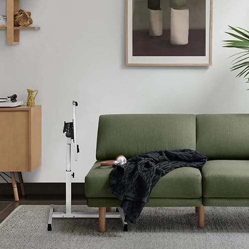 Miniatura 8 de MoNiBloom Escritorio móvil para laptop de 75 inclinable en altura ajustable para sofá cama mesa auxiliar para computadora con ruedas para el hogar