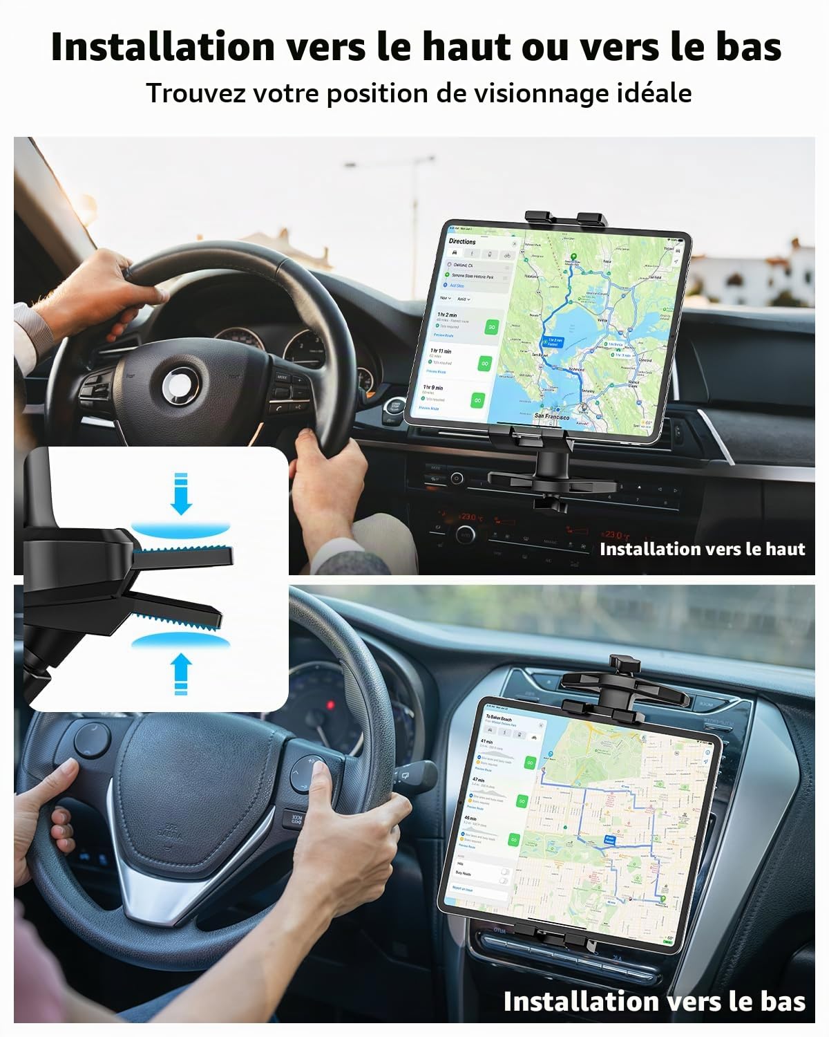 Support Tablette Voiture Lecteur CD, Fixation Tablette Voiture Base CD