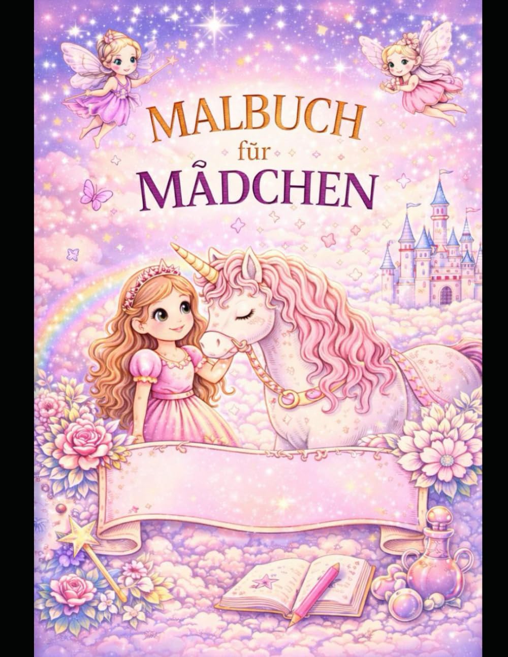 Malbuch für Mädchen: 40 zauberhafte Ausmalbilder mit Einhörnern, Prinzessinnen, Feen, Meerjungfrauen & mehr: Ein liebevoll gestaltetes Ausmalbuch ... Mädchen im Vorschul- und Grundschulalter