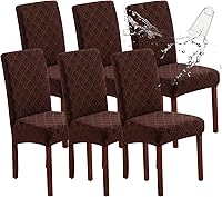 Vista 43 de Genina Fundas impermeables para sillas de comedor, fundas elásticas de jacquard para sillas de comedor, extraíbles y lavables, protector de silla
