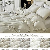 Vista 8 de Ivellow Juego de funda de edredón de terciopelo, funda de edredón beige, tamaño Queen, 3 piezas, ultra suave, transpirable, funda de edredón