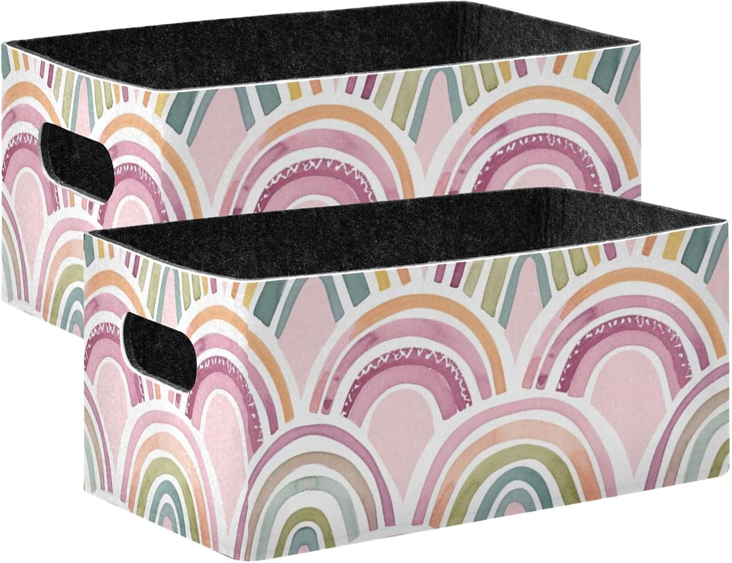 Cartoon Rainbow Storage Bins Set of 2,Collapsible Storage Cube Home Decor Storage Baskets Organizer for Toys Books Shelves Closet Laundry Nursery
