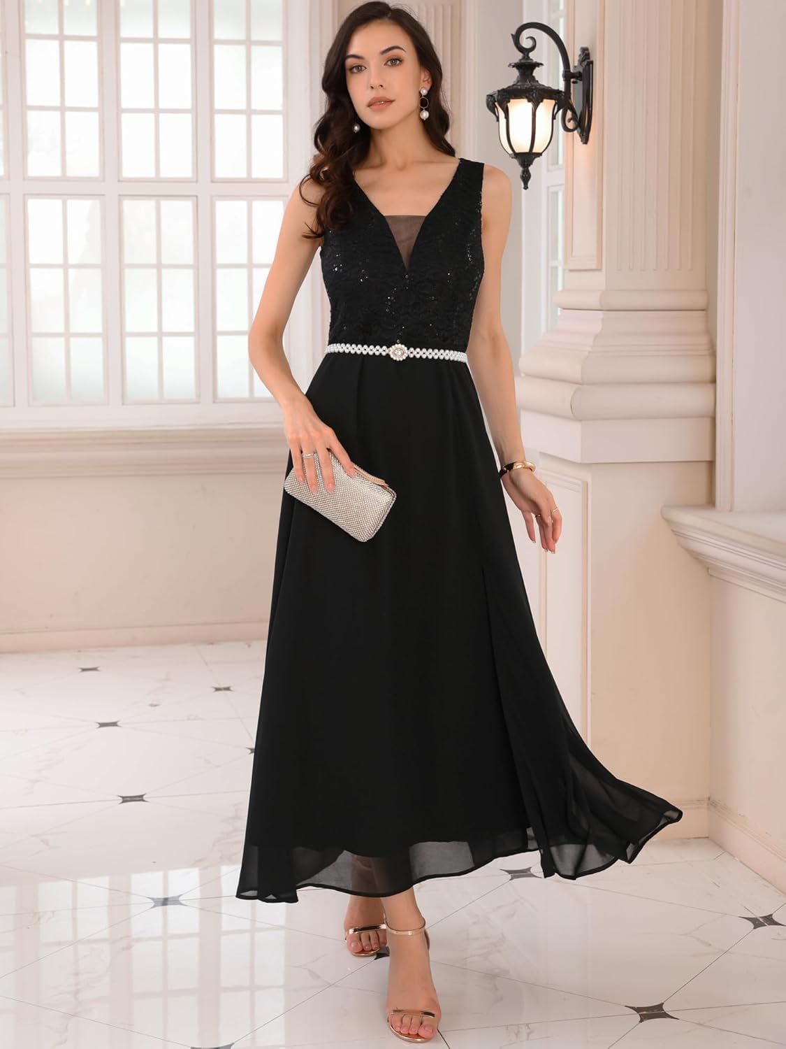 Women's Bridesmaid Long Dresses 2025 Chiffon Sleeveless Slit Front Wedding Guest Formal Cocktail Gowns - Image 3