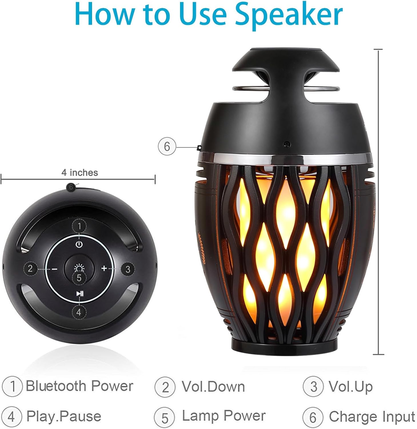 Gifts for Men Women, Bluetooth Speakers Outdoor with Flame Lights, Birthday Gifts for Him/Dad/Husband, Bluetooth 5.3 Wireless Speakers Base, Gift for Mom/wife, Cool Gadget for Patio Garden Yard Party - Image 7