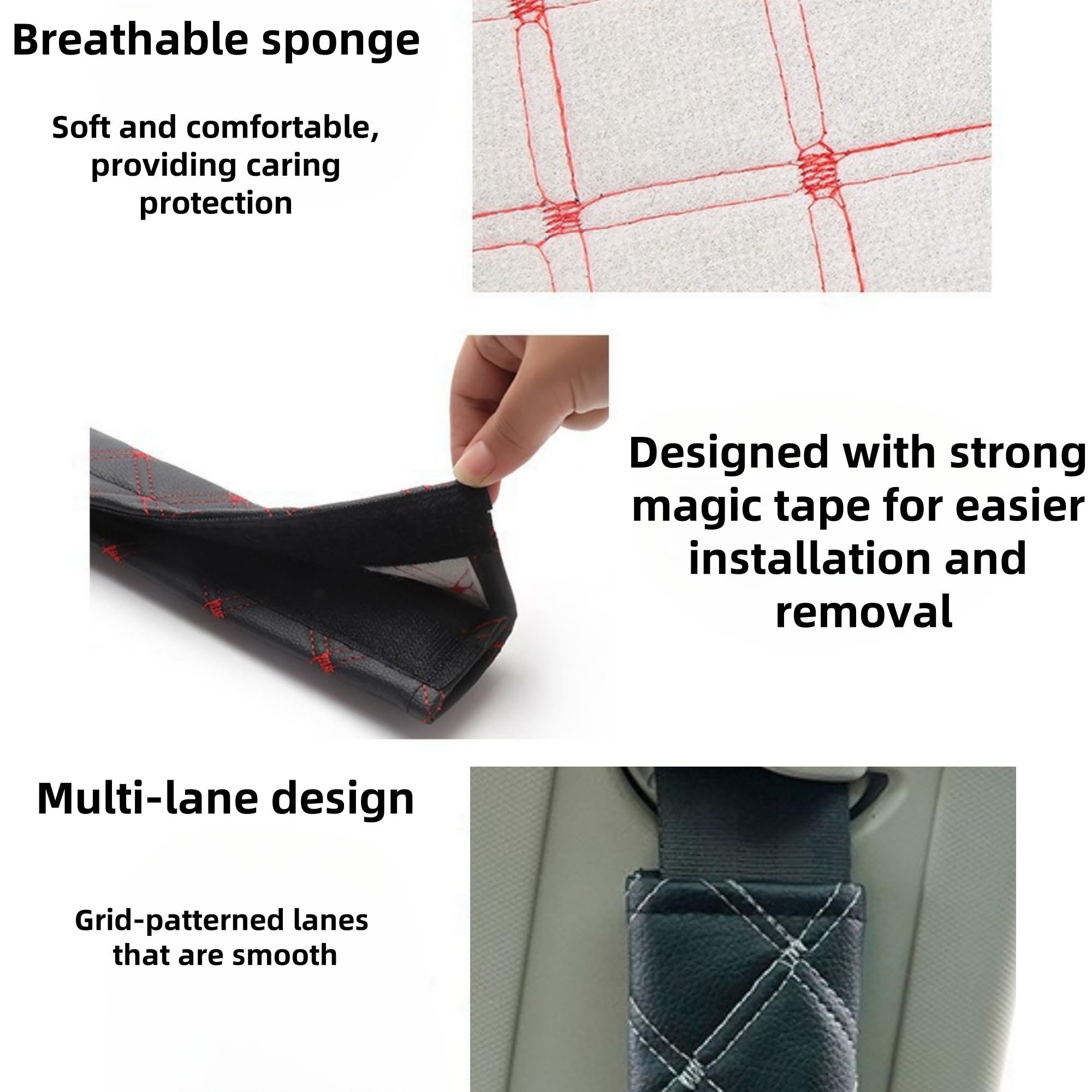 Paquete de 2 almohadillas de hombro para cinturón de seguridad de coche, de piel suave, acolchadas, para alivio de presión, transpirables y duraderas, cómodas, decoración interior del coche y