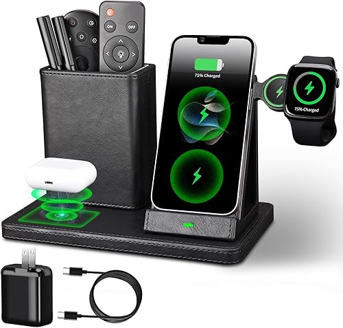 Accesorios de escritorio de suministros de oficina, soporte para bolígrafo, soporte de control remoto, organizador con cargador de teléfono,