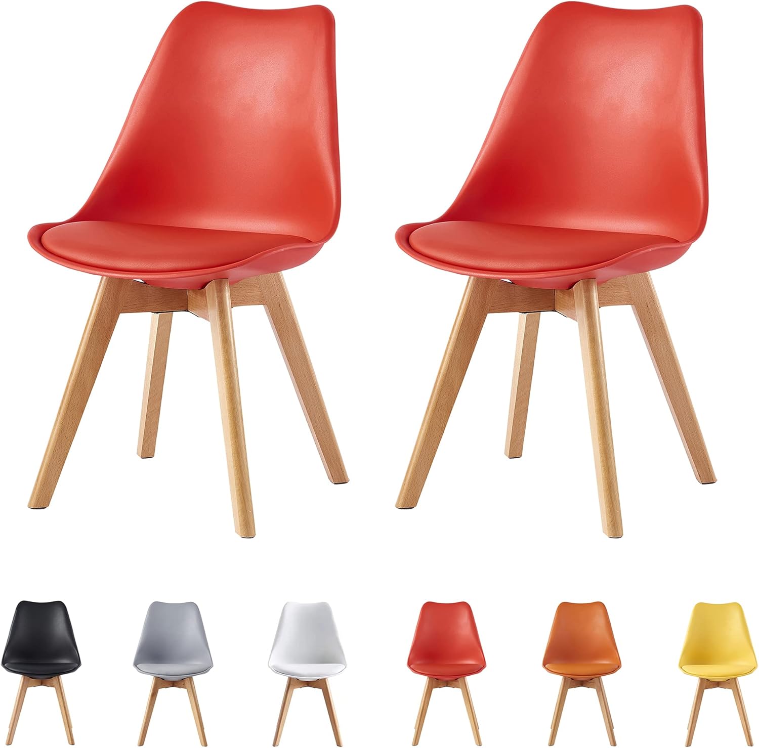 Set of 2 Dining Chairs Wooden Legs Soft Cushion Pad Stylish DELUXE