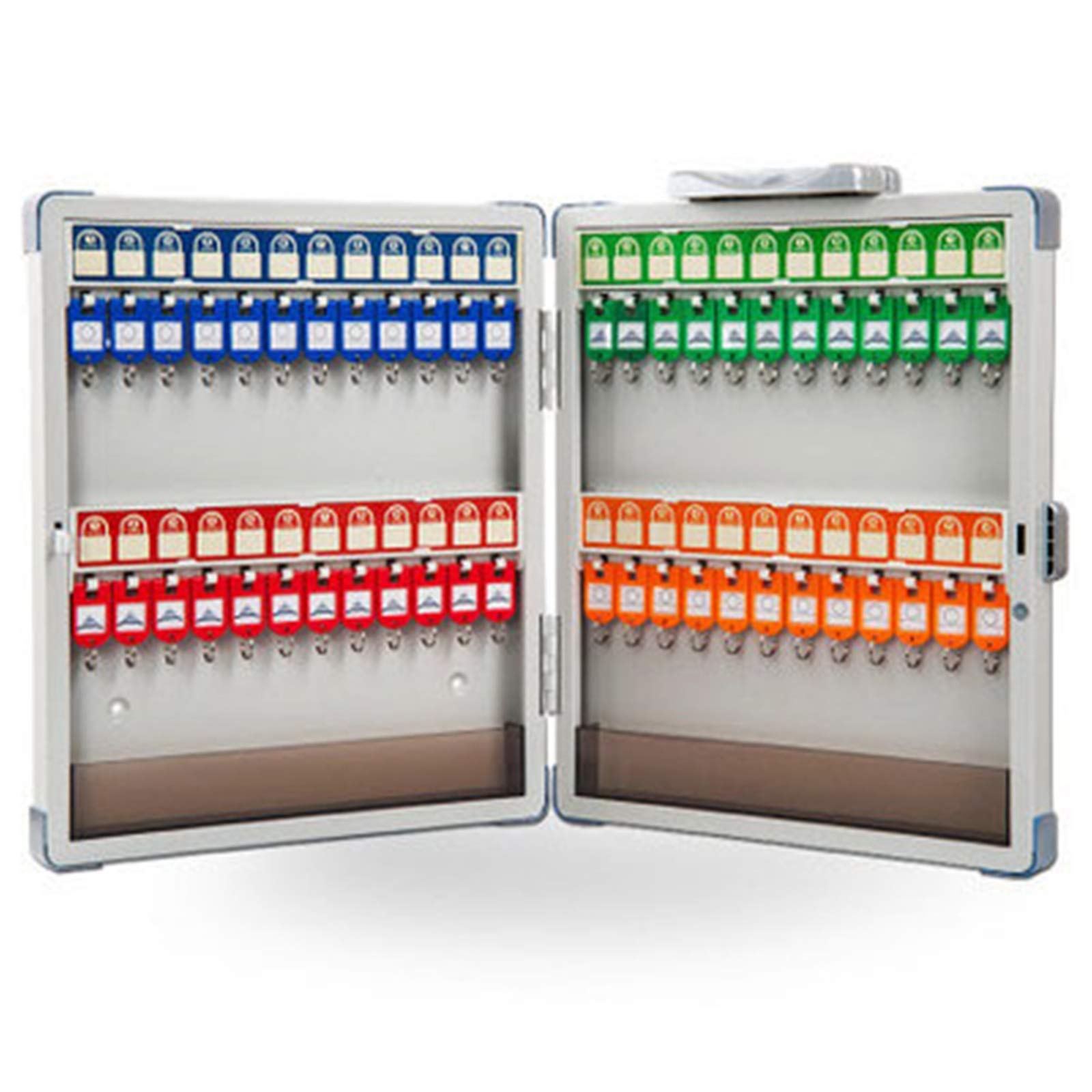 Armoire à clés Murale, Armoire combinée à 48 Crochets, boîte à clés (Blanc 40x33,5 cm)