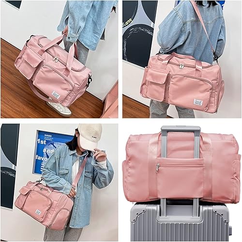 Miniatura 7 de Bolsa deportiva de gimnasio con compartimento para zapatos, bolsa de viaje con bolsillo separado seco húmedo para hombres y mujeres, bolsa de noche