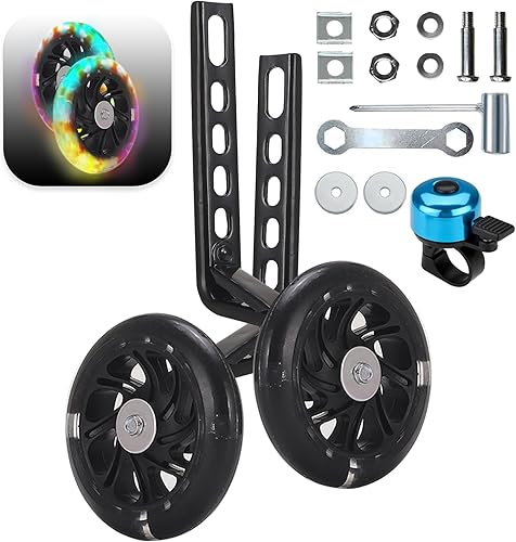 TAYIZOO Ruedas de entrenamiento de bicicleta para bicicleta de 12, 14, 16, 18, 20 pulgadas, ruedas ciclónicas, rueda silenciosa flash, kit de