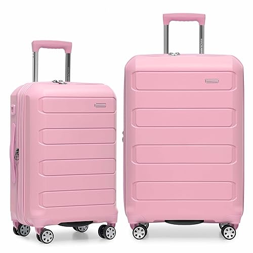 Traveler's Choice Pagosa Indestructible Hardshell Expandable Spinner Luggage, Pink, 2 Piece Set
