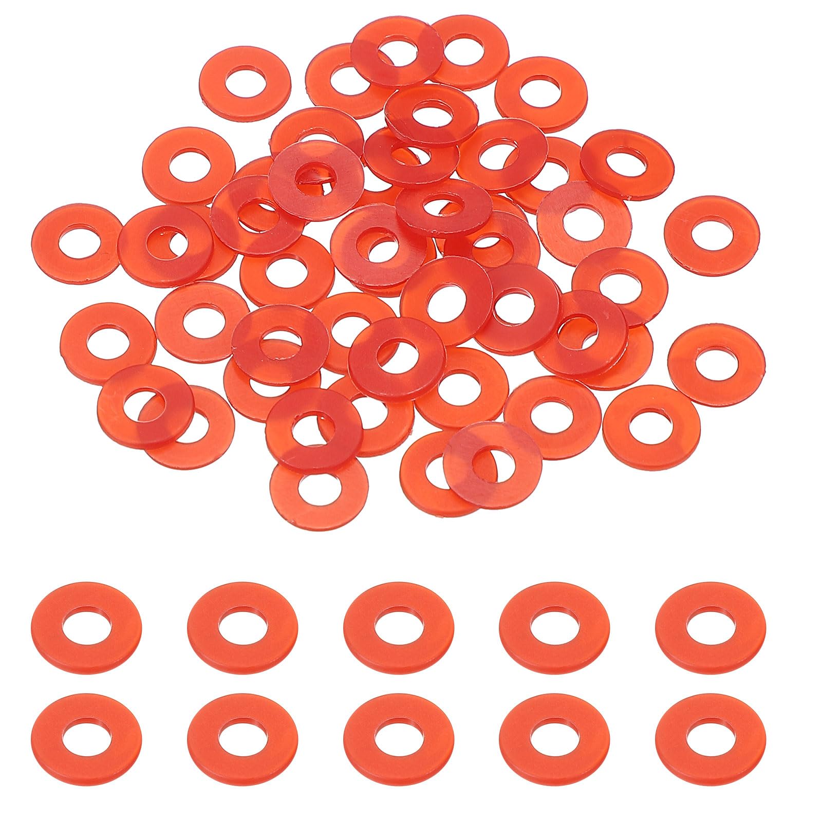50 Pcs Nylon Flat Washers 4mm ID 10mm OD 1mm Thick Plain Washer Grommets Plastic Sheet Gasket Fastener Sealing Spacer Gasket Ring Water Hose Washers, Red