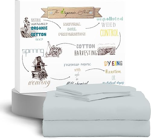 Miniatura 10 de Purity Home juego de sábanas suaves, frescas y ecológicas de 300hilos de percal de 100% algodón orgánico, 4piezas, para colchones altos, para
