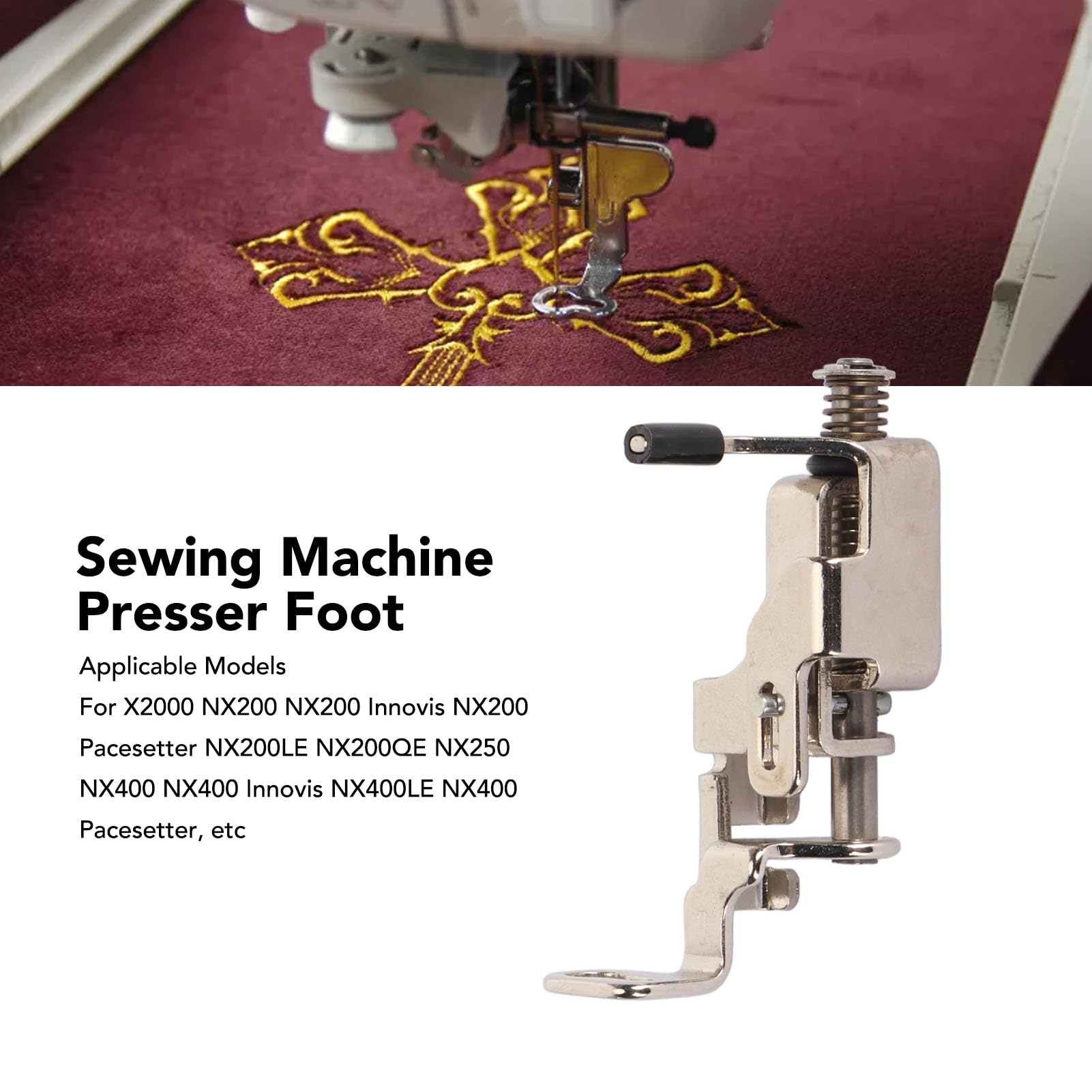 Universal-Nähfuß aus Edelstahl für freie Bewegung zum Sticken für NX2000, NX200, NX200LE, NX200QE, XR6600, Quiltfuß mit Federauslösung für eine sanfte Stoffkontrolle