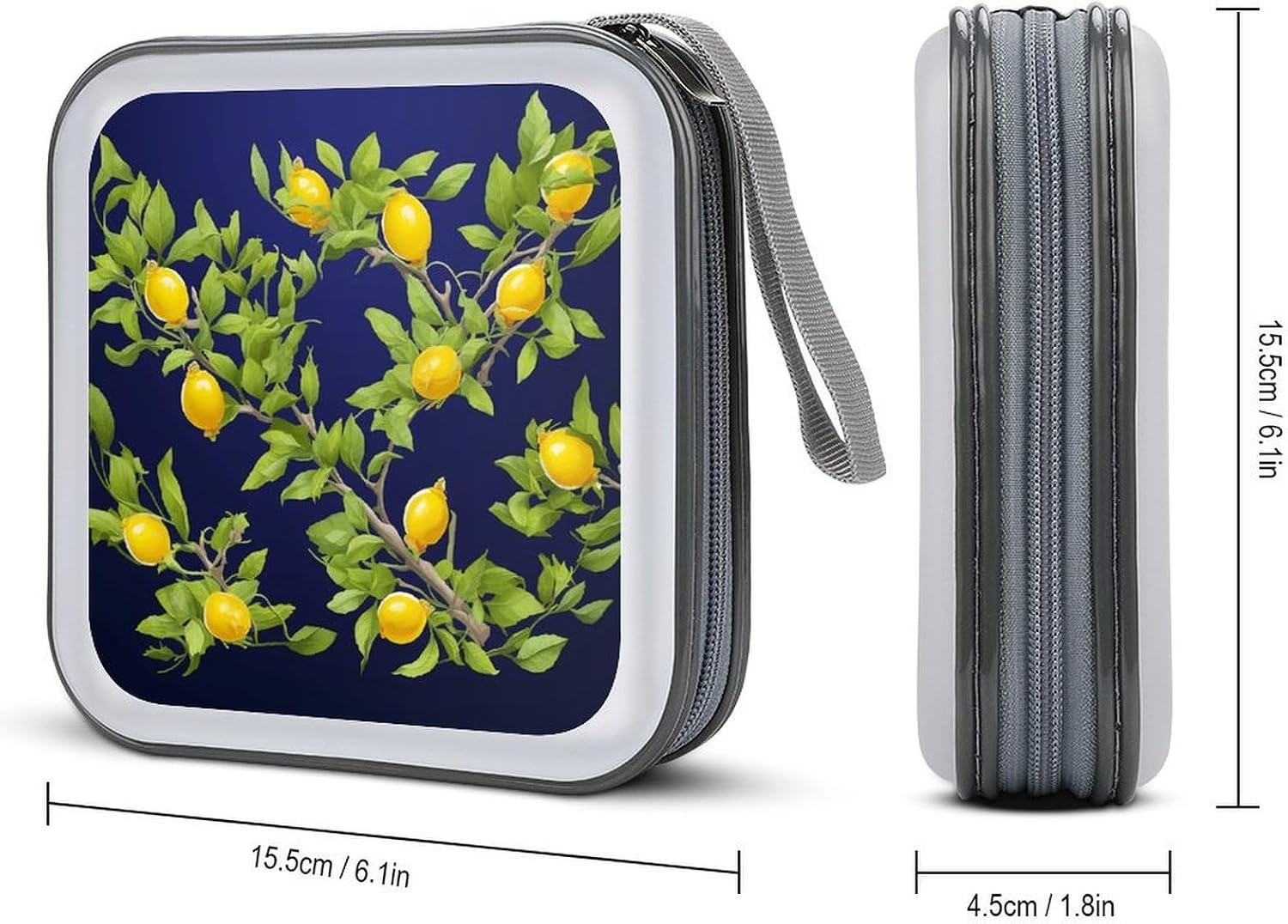 Lemon Tree CD Case 40 Capacity DVD Cases for Car Portable CD Boxes Holder with Zipper Protective DVD Box with Handle for Blu Ray Movie Music Audio Disk image 2