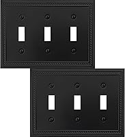 Vista 39 de Cubierta de Interruptor de Luz de Tomacorriente Dúplex Individual Belaire de Metal con Cuentas para Pared, Paquete de 4 Latón Antiguo 1 Gang