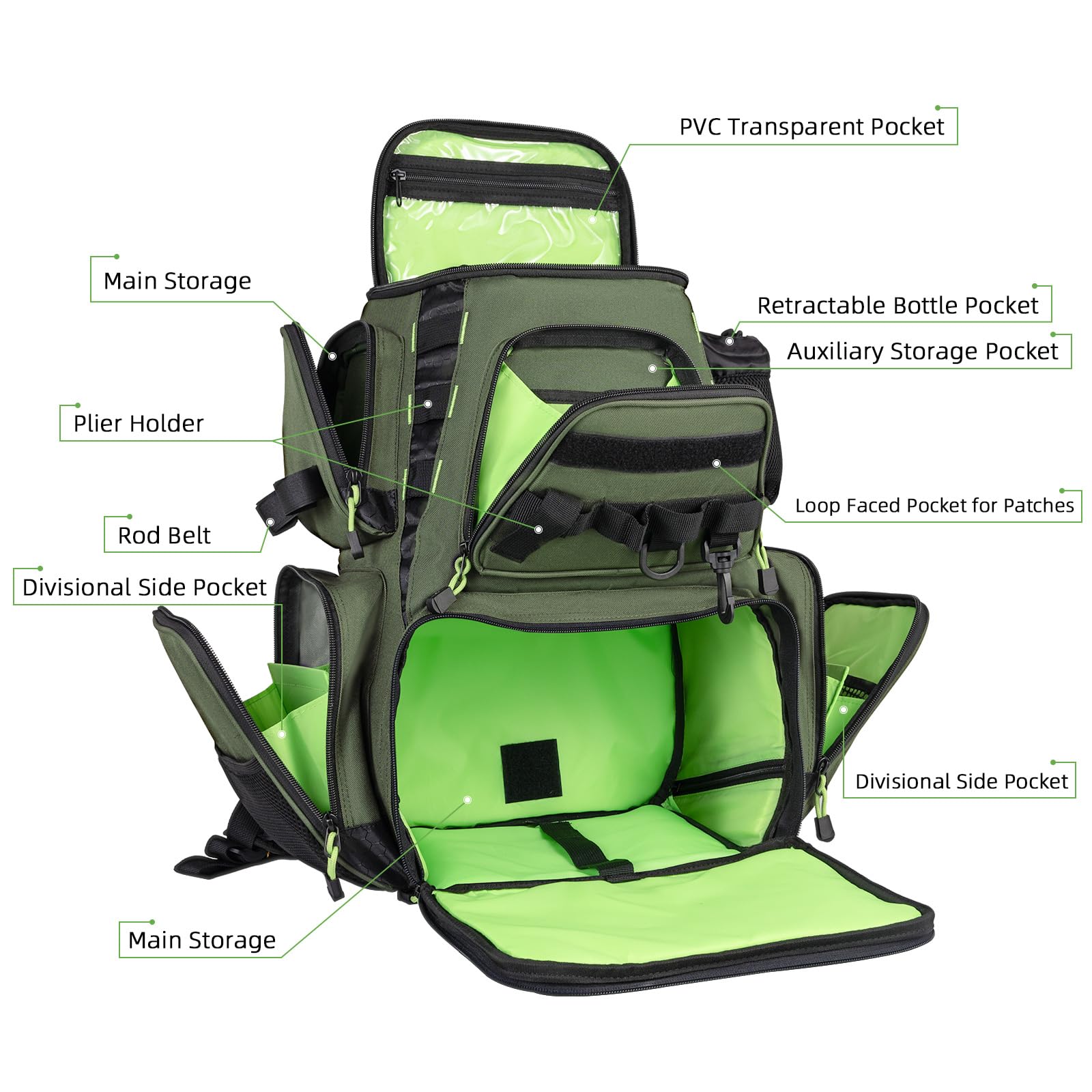 Seaknight Bolsa de Pesca SK004 Mochila Multifuncional Impermeable con Caja de señuelos Mochila de Almacenamiento para Acampar al Aire Libre Senderismo