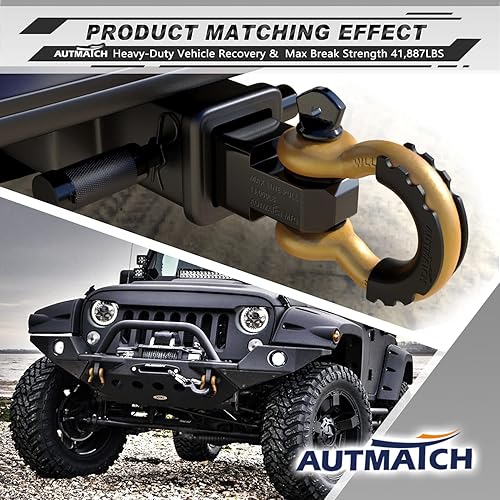 Vista 6 de AUTMATCH Grillete de anillo en D de 3/4 pulgadas (paquete de 2) 41,887 libras de resistencia a la rotura con pasador de tornillo de 7/8 pulgadas