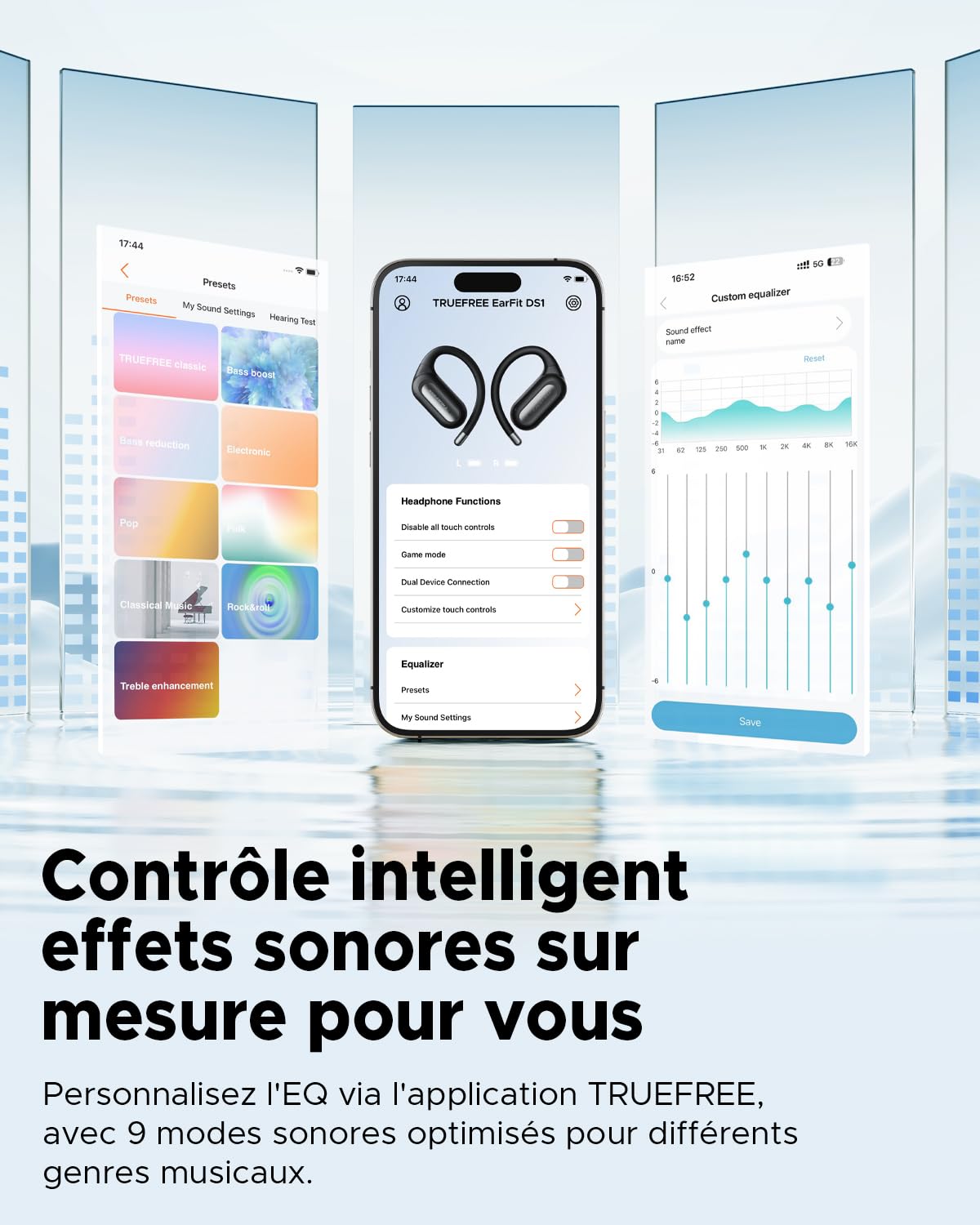 truefree EarFit DS1 Écouteurs Bluetooth Sport sans Fil, Conception Open-Ear à Crochets d’Oreille, Bluetooth 6.0, 40H Autonomie, Affichage Numérique, IPX5, Audio Stéréo 3D, Connexion Double Appareil.