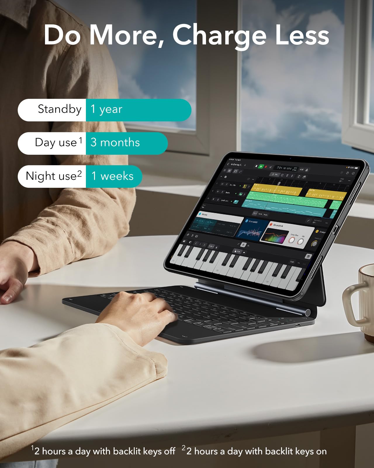ESR 【Upgraded】 iPad Air 13" (M4/M3/M2, 2026/2025/2024) Hülle mit Tastatur, Tastaturhülle mit Einzustellendem Magnetständer, Hoch-/Erhöhter Modus, Abnehmbare Schutzhülle, Rebound 360 Serie, Schwarz