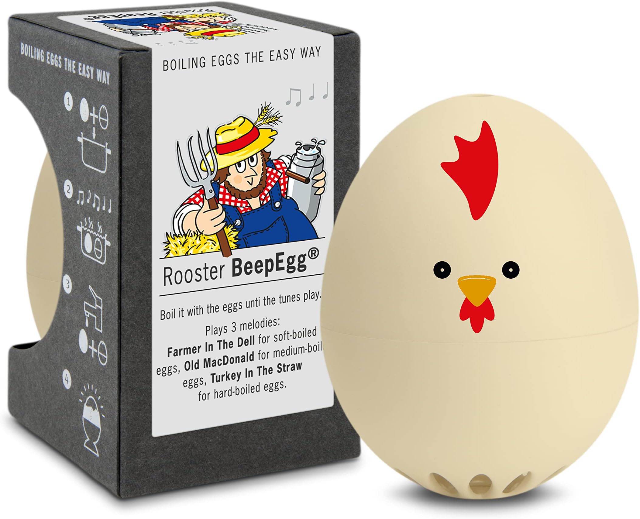 Brainstream PiepEi-The Singing Egg Timer for Cooking, Beige with Cockel Design, 5,1 x 4,5 cm