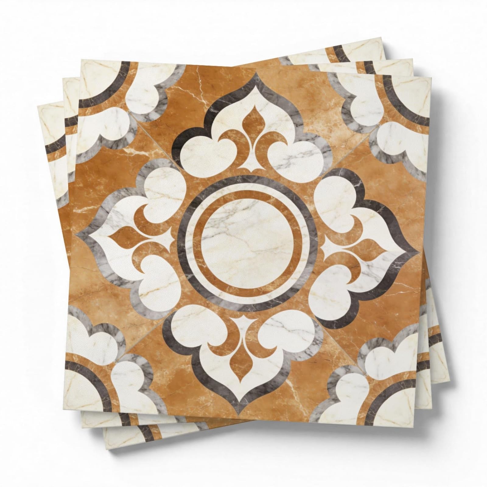 LMYSXAOZ Stick on Kitchen Tiles Brown Pattern Self Adhesive Wall PVC for Fireplace Surround Furniture Decoration Backsplash Bathroom Tile Stickers Waterproof