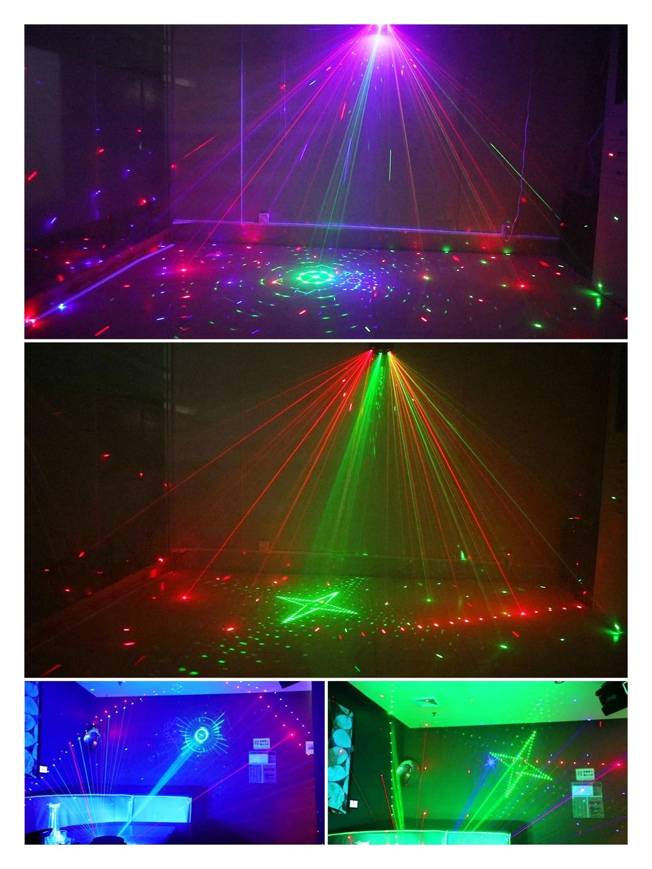 Bühnenbeleuchtung, 15 EYE RGB Disco DJ Beam Lichtprojektor Remote Strobe Bühnenbeleuchtung Effekt Weihnachtsfeier Urlaub Halloween Lichter(9 Hole RGB Laser)