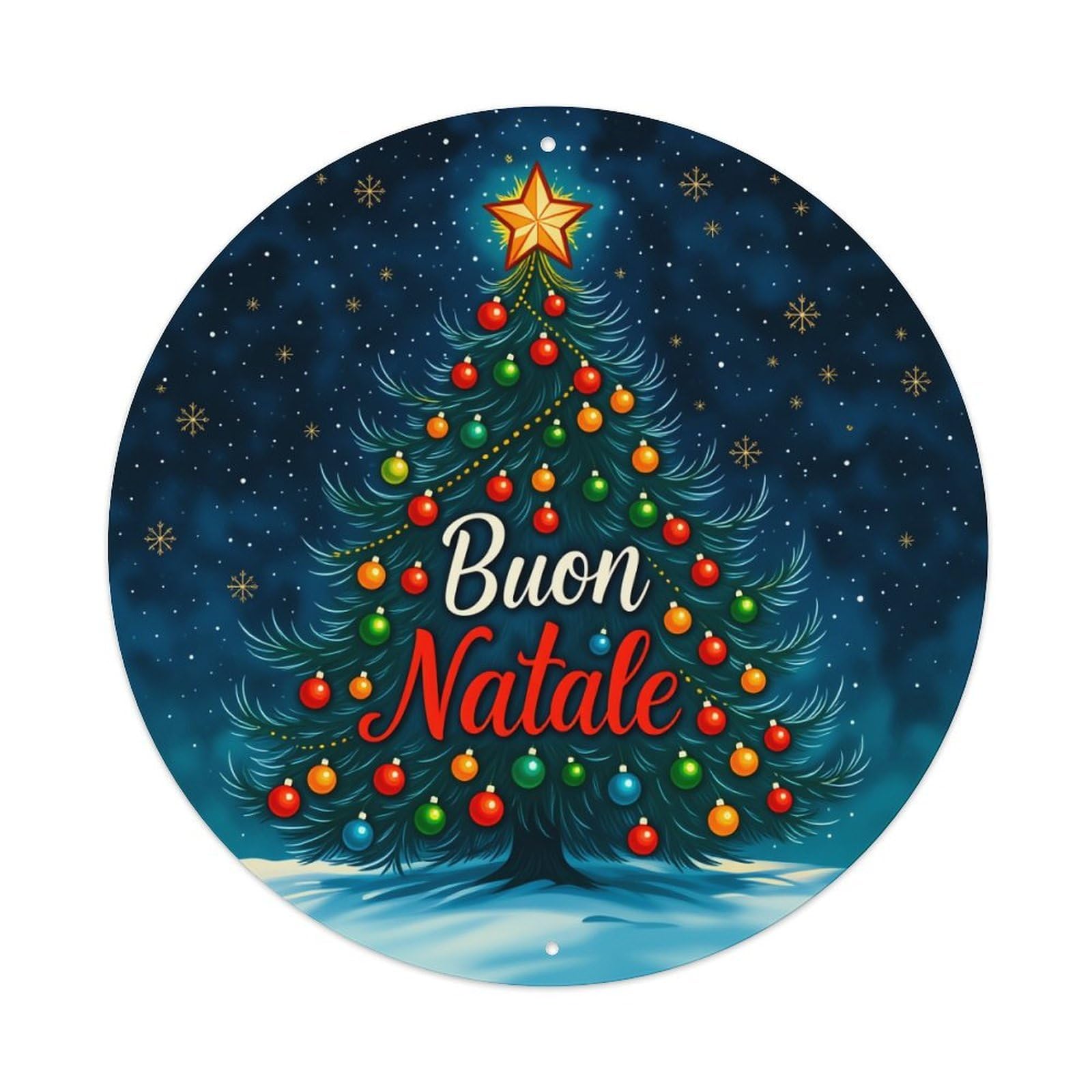 Lzwbntey Vintage Christmas Tree Star Snowflake Night Metal Tin Sign Retro Wall Decor For Home Bar Garage Cafe, Indoor & Outdoor Decorative，Circle Metal Poster, 8X8 Inch