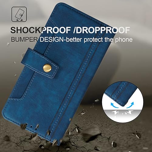 Miniatura 5 de QLTYPRI Funda tipo cartera para Samsung Galaxy S22 Ultra, piel sintética con tapa y ranuras para tarjetero, cierre magnético, función atril, a