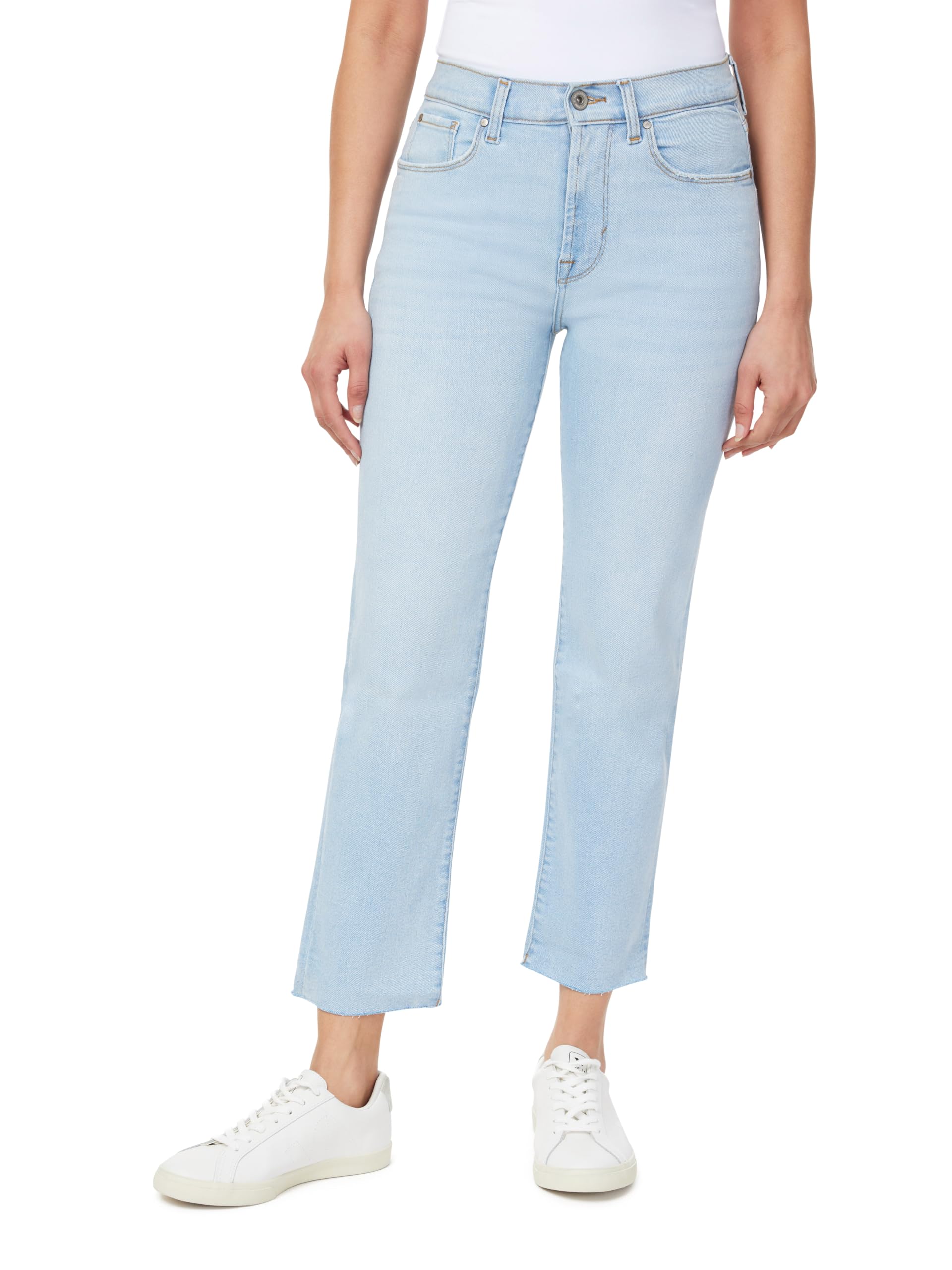 Kensie Women's Logan Jeans The Allie Vintage Luxe High-Rise Slim Straight Raw Hem 27-Inch Inseam, Sizes 0-24, 10