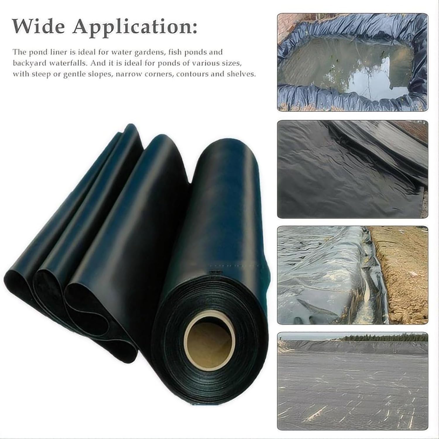 Durable 2m x 4m Black Pond Liner - Flexible, UV Resistant, Leakproof 0.3mm Thickness for Waterfalls, Koi Ponds & Water Gardens - Ideal for Natural Aquatic Environments