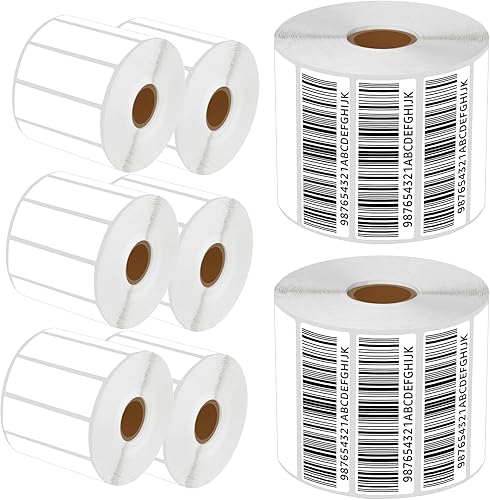 Miniatura 1 de 8 rollos (1500 etiquetasrollo) compatibles con Brother RD-S04U1 RDS04U1 - Carpeta de archivos troquelada, etiquetas de papel blanco de 3 x 1 pulgada