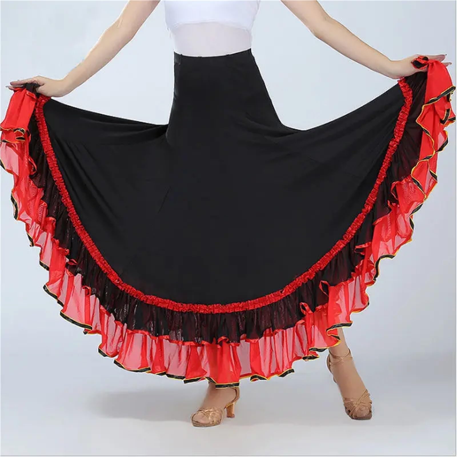 Traje de Baile clásico, Traje Gitano, Vestido Flamenco for Mujer, Faldas con Vuelo, salón, espectáculo Danza del Vientre