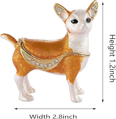 Miniatura 4 de FASSLINO Caja de joyería esmaltada con bisagras para perro, adornos clásicos de animales, regalo para decoración del hogar